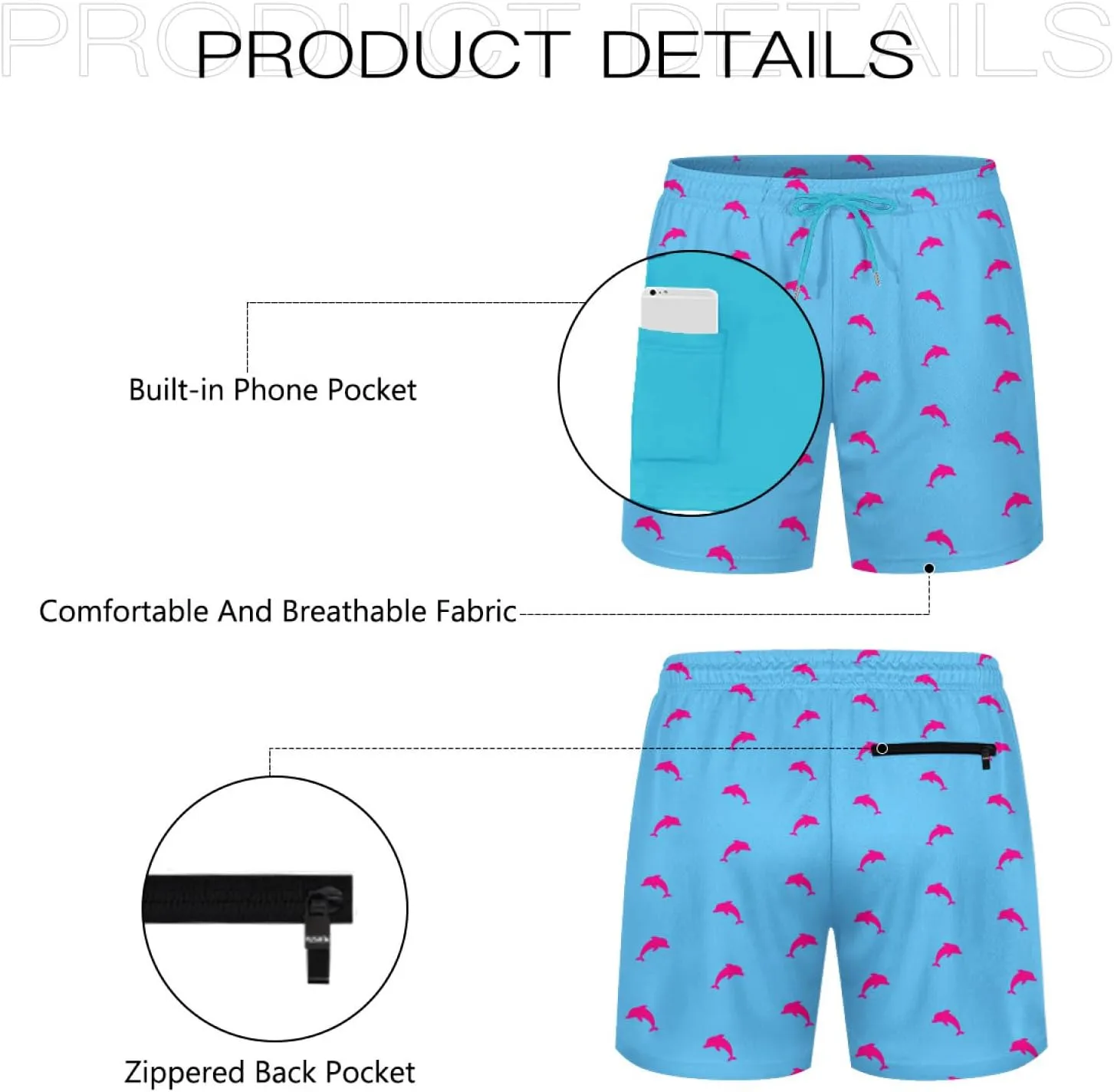 KSLIDS Mens Swim Trunks with Compression Liner 2-in-1 Swimming Shorts 5 inch Inseam Quick Dry Beach Board Shorts