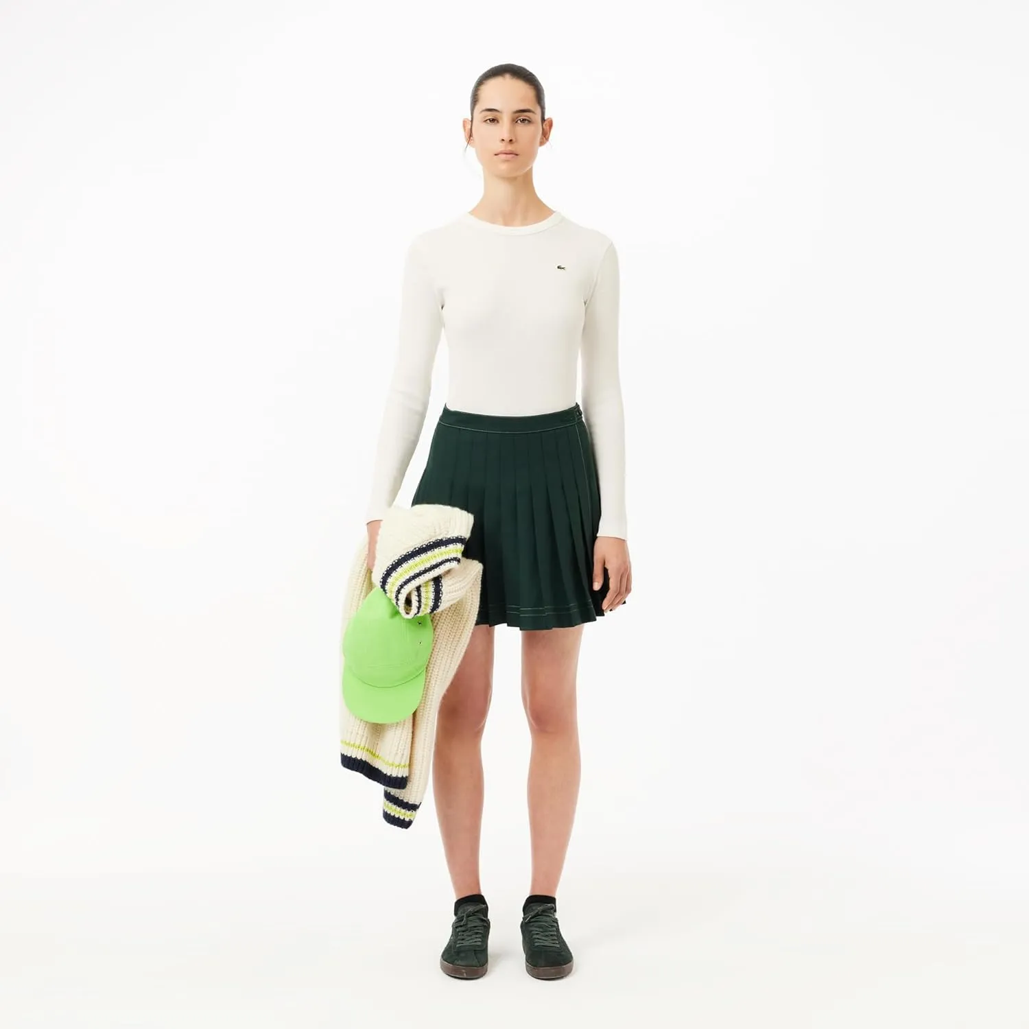 Lacoste Women's Long Sleeved Ribbed Cotton T-Shirt