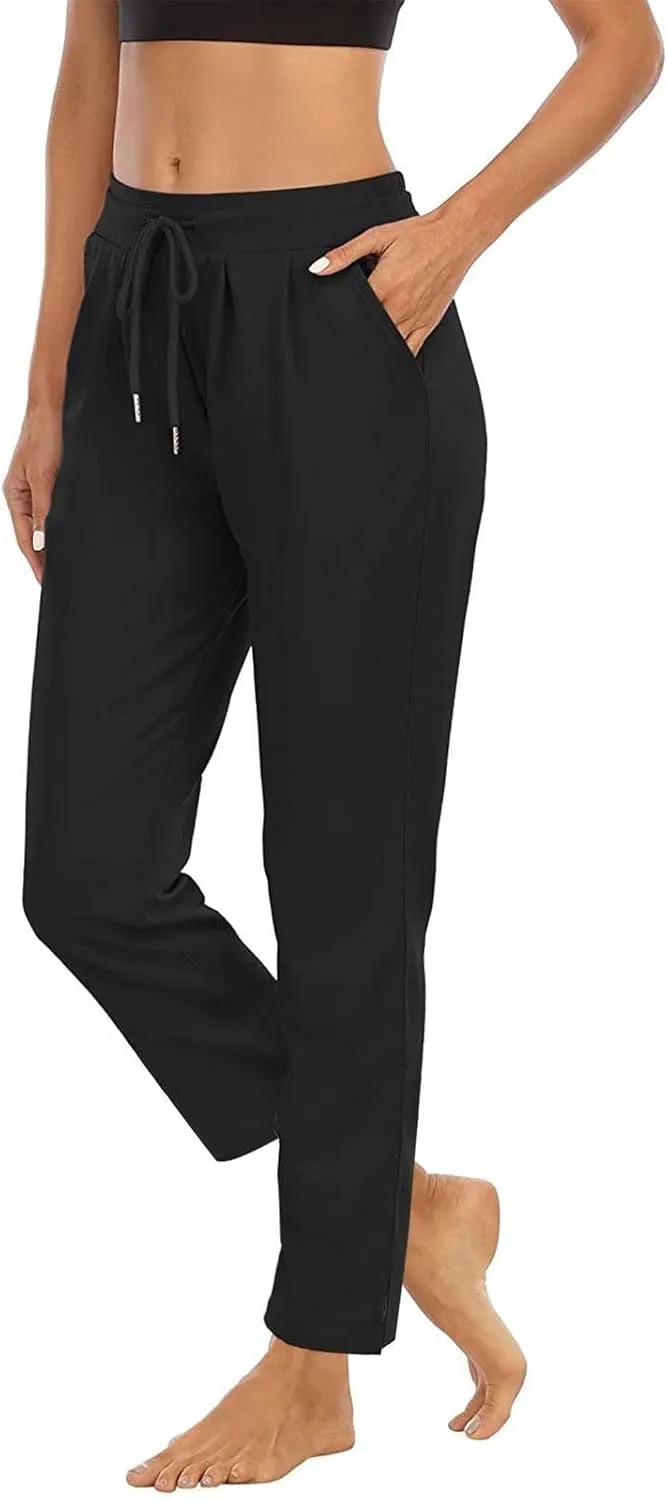 Lastesso Women's Tapered Sweatpants Elastic Waistband High Waist Joggers Pants Gym Athletic Fit Trousers with Pockets