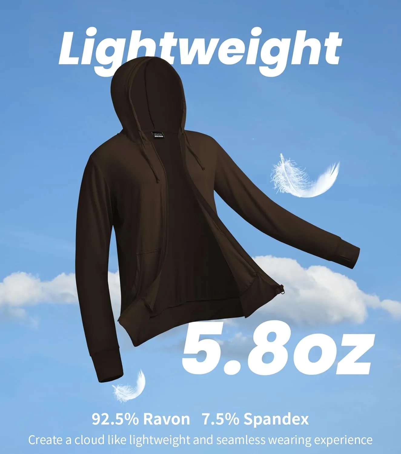 LETAOTAO Womens' Lightweight Zip Up Hoodies Stretch Thin Summer Jackets For Women