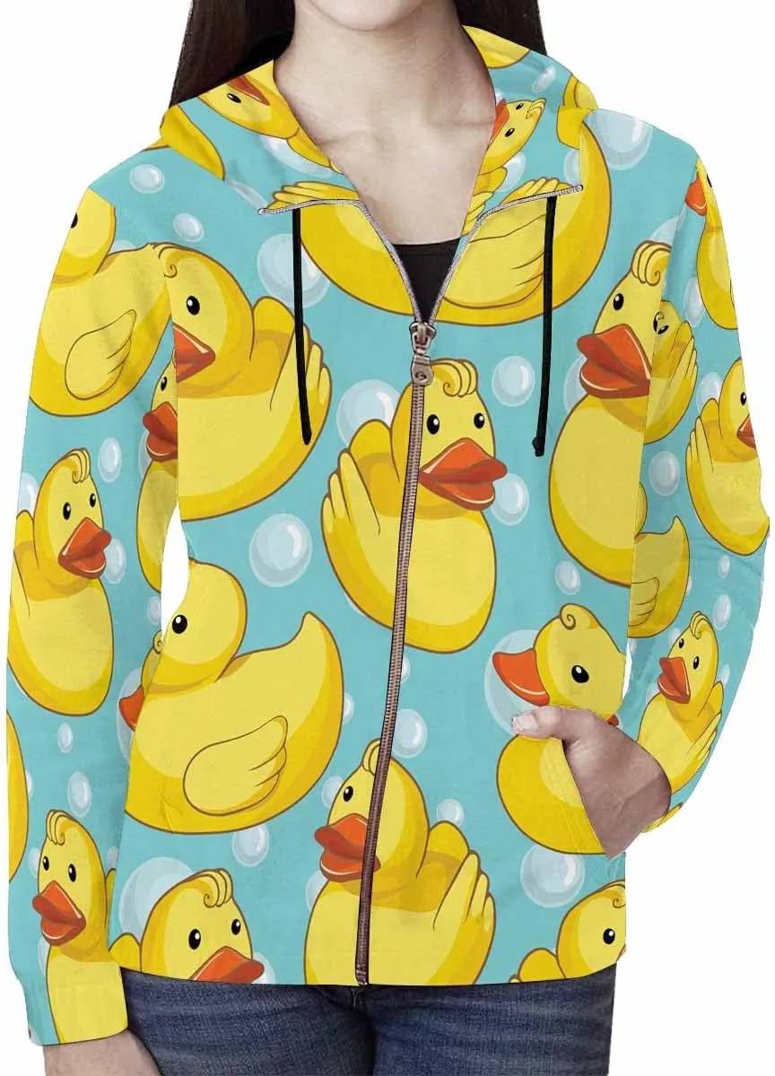 Lightweight Zip Up Hoodie Women Rubber Duck Shower Toy Womens Hoodies Long Sleeve Sweatshirts Oversized Sweaters
