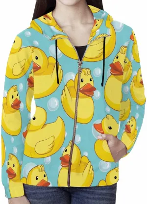 Lightweight Zip Up Hoodie Women Rubber Duck Shower Toy Womens Hoodies Long Sleeve Sweatshirts Oversized Sweaters
