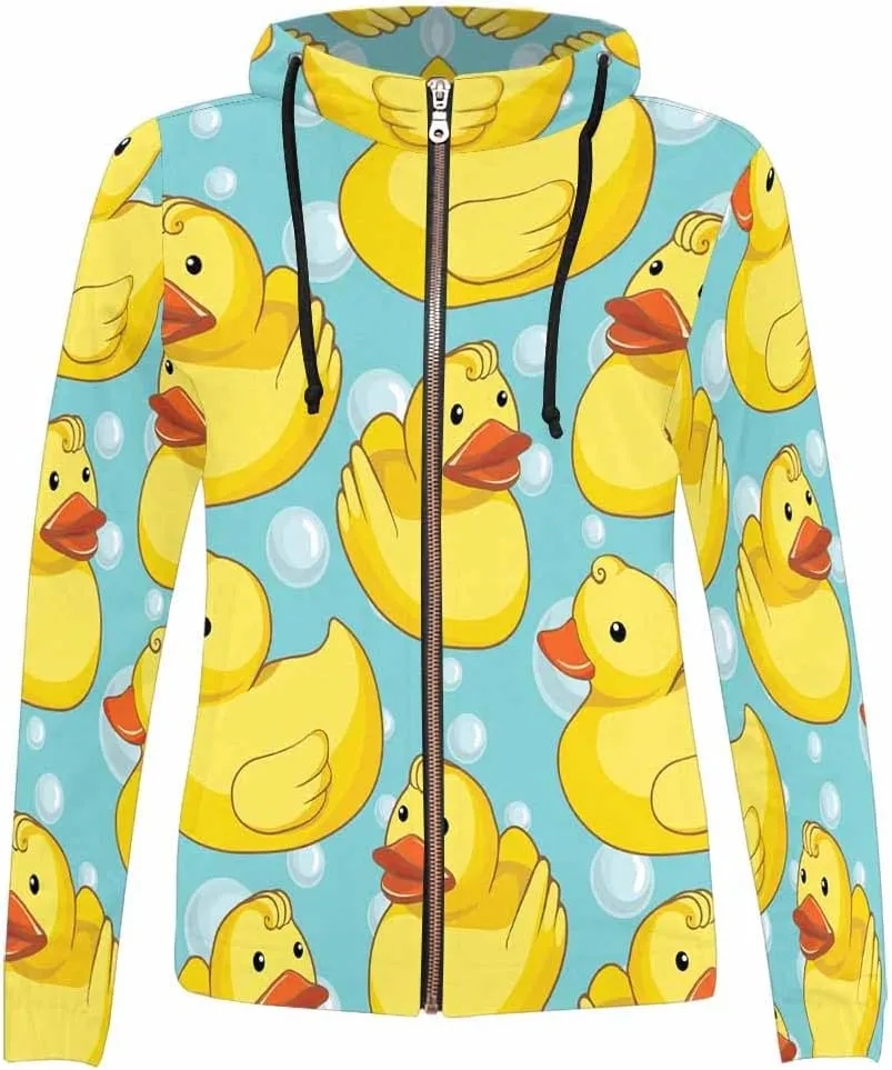 Lightweight Zip Up Hoodie Women Rubber Duck Shower Toy Womens Hoodies Long Sleeve Sweatshirts Oversized Sweaters