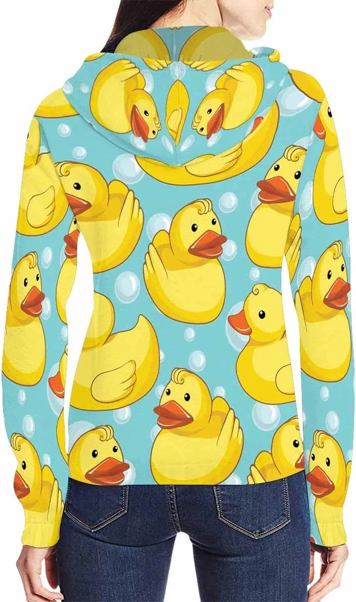 Lightweight Zip Up Hoodie Women Rubber Duck Shower Toy Womens Hoodies Long Sleeve Sweatshirts Oversized Sweaters