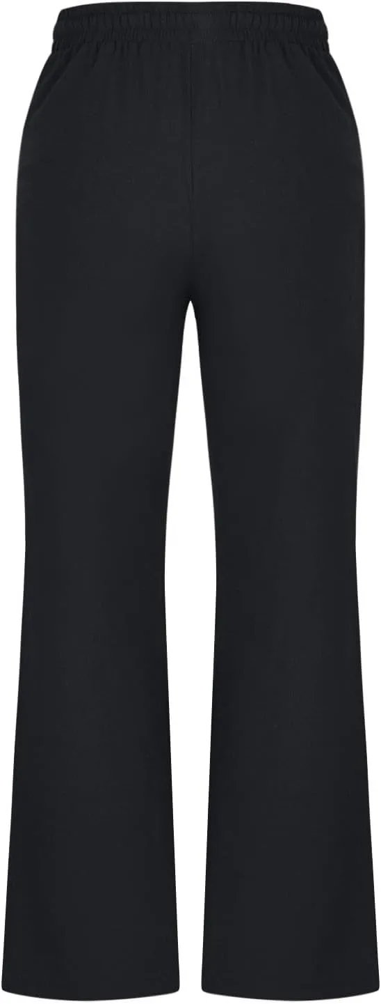 Linen Flared Pants for Women Casual Drawstring Elastic Waist Pant Trendy 2025 Summer Lounge Work Trouser with Pockets