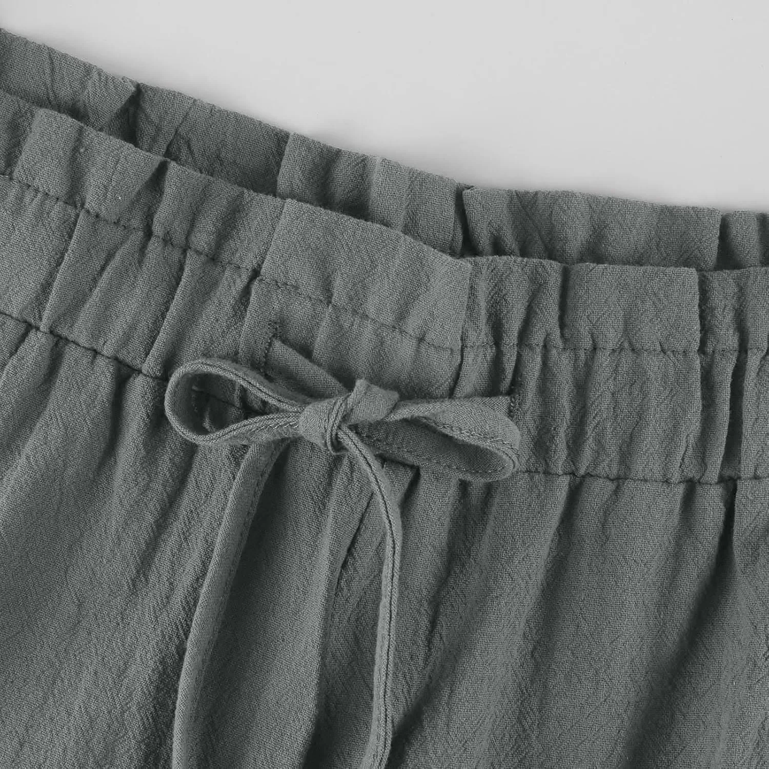 Linen Pants for Women 2025 Summer High Waist Elastic Straight Leg Lounge Palazzo Pant Lightweight Beach Trousers