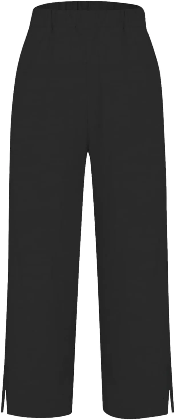 Linen Pants for Women Petite Elastic Trousers Cotton Casual Loose Linen Beach Pants Summer Vacatio Outfit
