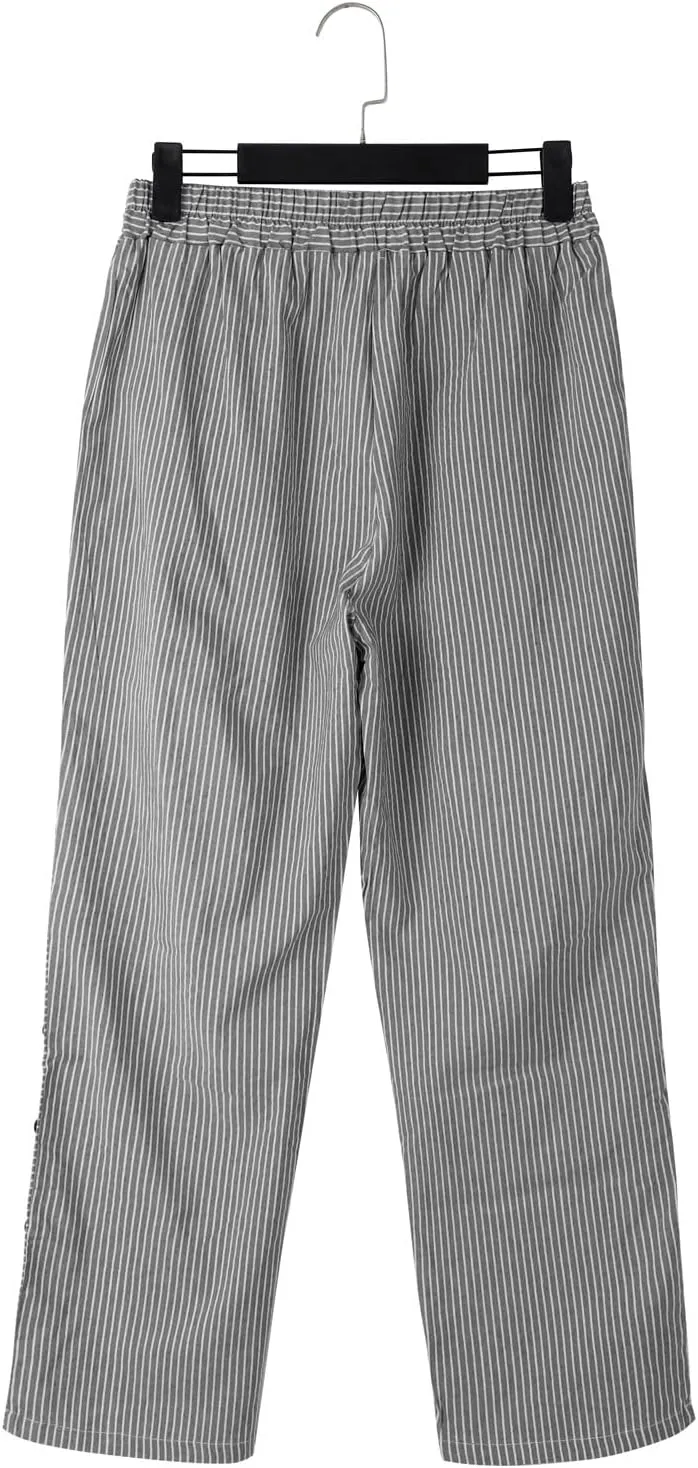 Linen Pants for Women Plus Size Trendy Striped Spring Summer Gauze Pants 2025 Casual Elastic Waist Comfy Trousers