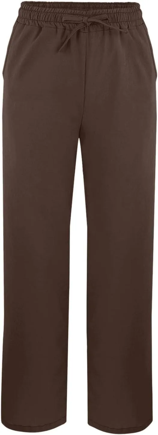 Linen Pants Women High Waist Drawstring Pants Summer Casual Split Pants Trendy Fashion Trousers Beach Vacation Clothes