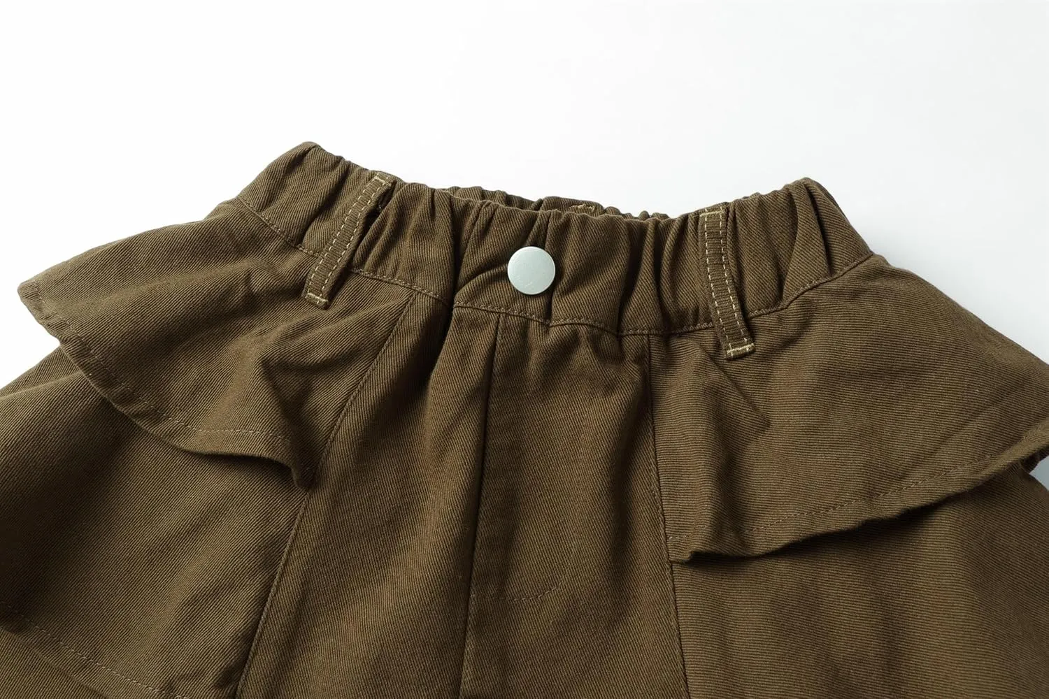 LittleSpring Girls Twill Jean Skirts Cotton Pleated Ruffle Skorts