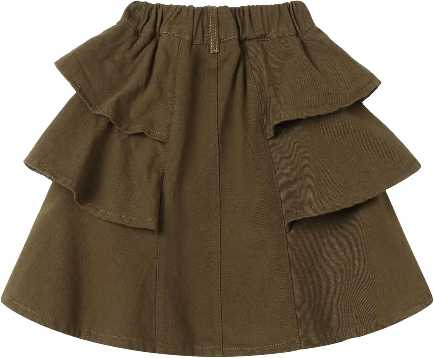 LittleSpring Girls Twill Jean Skirts Cotton Pleated Ruffle Skorts