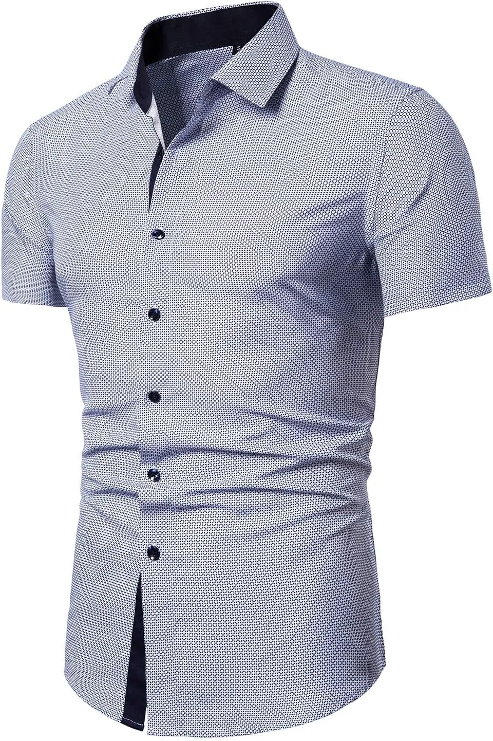 LOCALMODE Men's Regular Fit Cotton Business Casual Shirt Solid Short Sleeve Button Down Dress Shirts