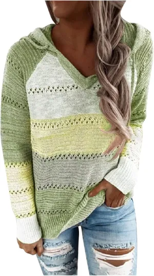 LRMQS Womens Fall Fashion 2024 Color Block Drawstring Hoodies Sweater Trendy Casual Loose Cute Knit Pullover Winter Clothes