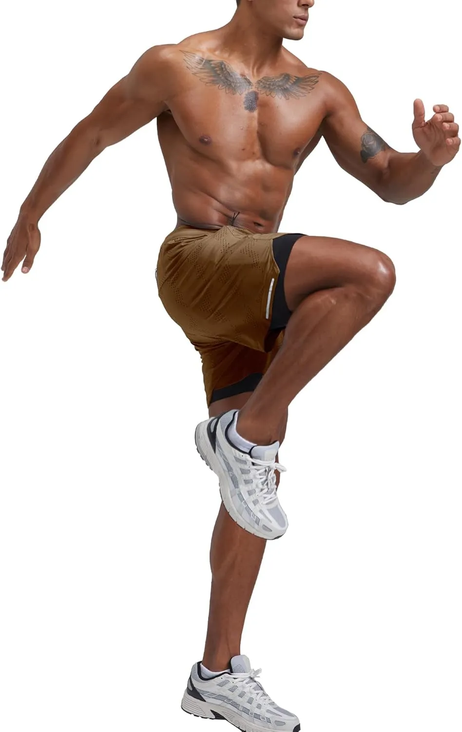 maamgic Mens 2 in 1 Running Shorts 5" Gym Workout Shorts with Zipper Pockets