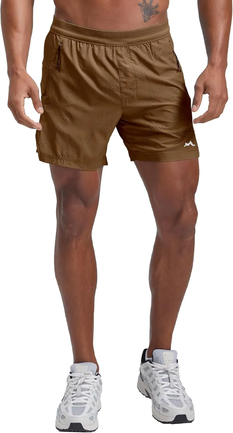 maamgic Mens 2 in 1 Running Shorts 5" Gym Workout Shorts with Zipper Pockets