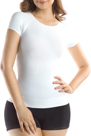  MD Womens Undershirt Short Sleeve, Compression T-Shirt Tank Tops, Tummy Control Scoop Neck Basic Tee Camisole Seamless