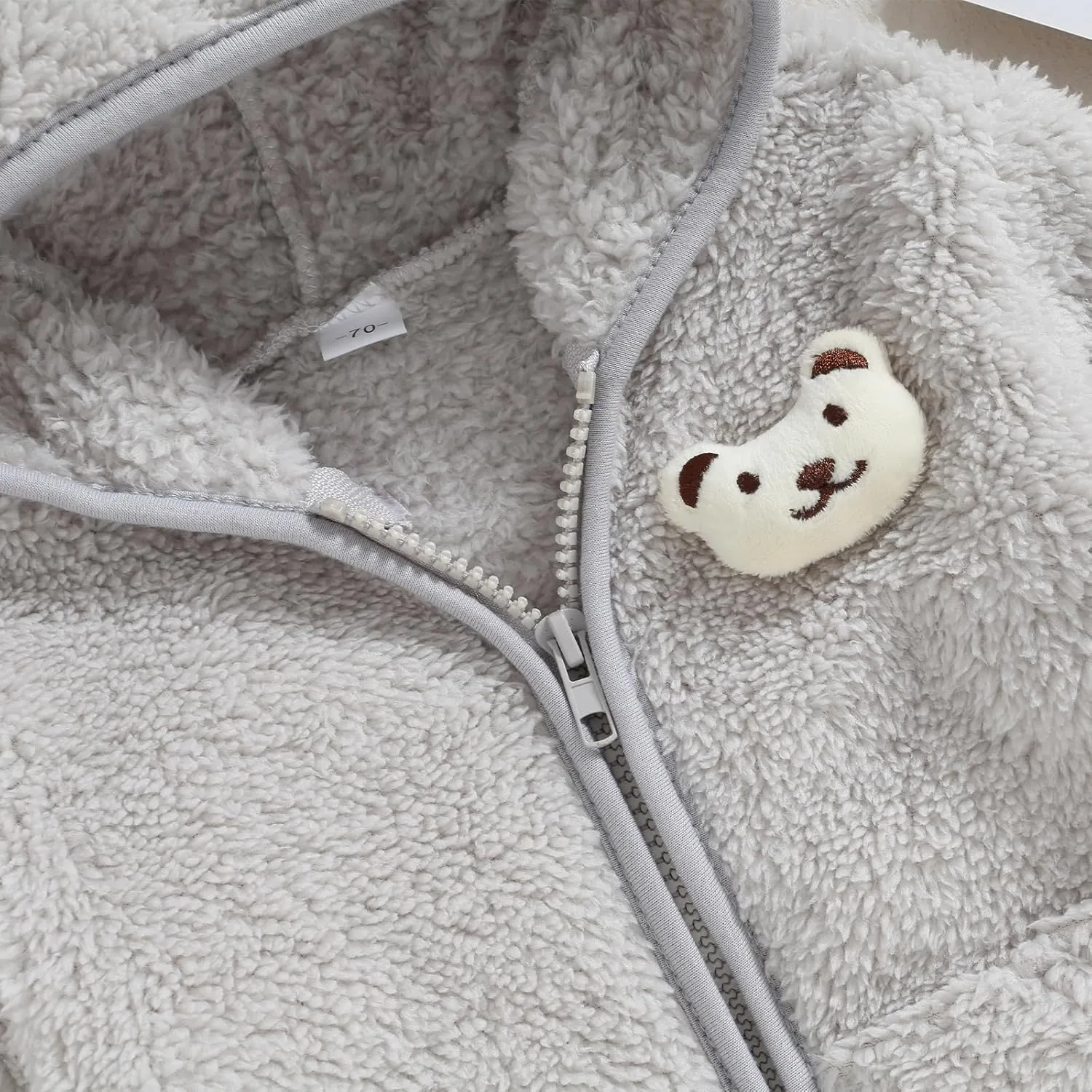 Meiweileya Baby Girl Boy Fleece Zip Up Hoodie Bear Ears Fuzzy Jacket Hooded Teddy Coat Winter Shacket Warm Outwear Cardigan