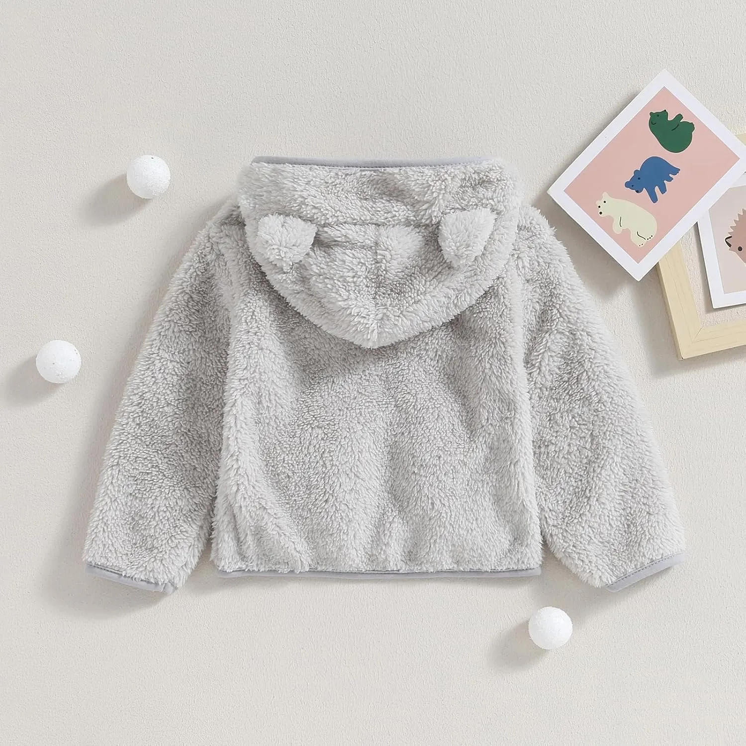 Meiweileya Baby Girl Boy Fleece Zip Up Hoodie Bear Ears Fuzzy Jacket Hooded Teddy Coat Winter Shacket Warm Outwear Cardigan