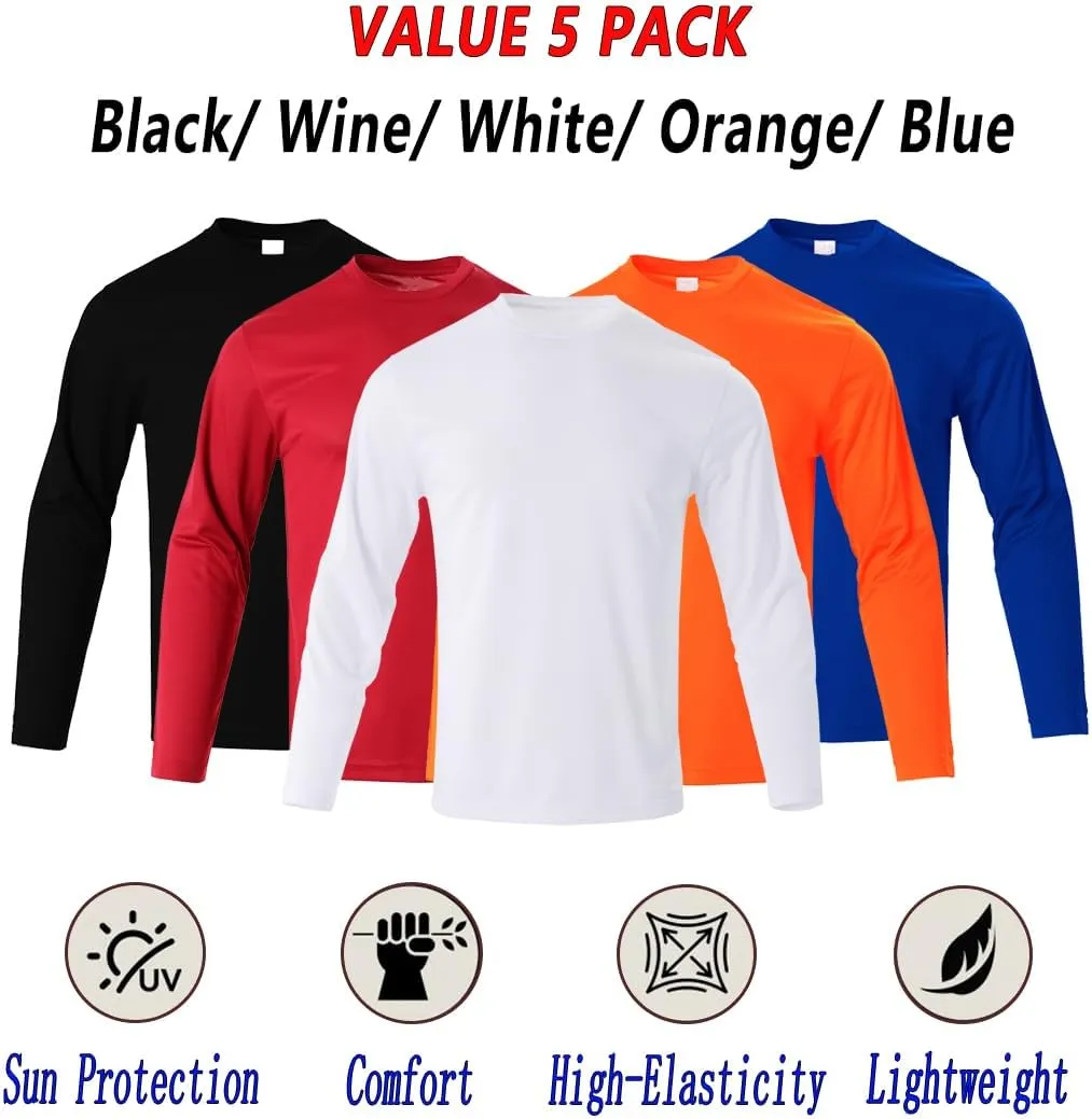 Men Long Sleeve T Shirts Athletic Lightweight for Running Workout Gym Summer Quick Dry Tee Casual Crew Neck Tops
