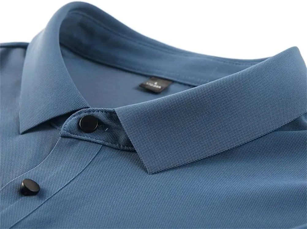 Men Slim Fit Polo Shirts Men Quick Dry Short Sleeve T-Shirt Ice Silk Quick Dry Fit Sports Tee