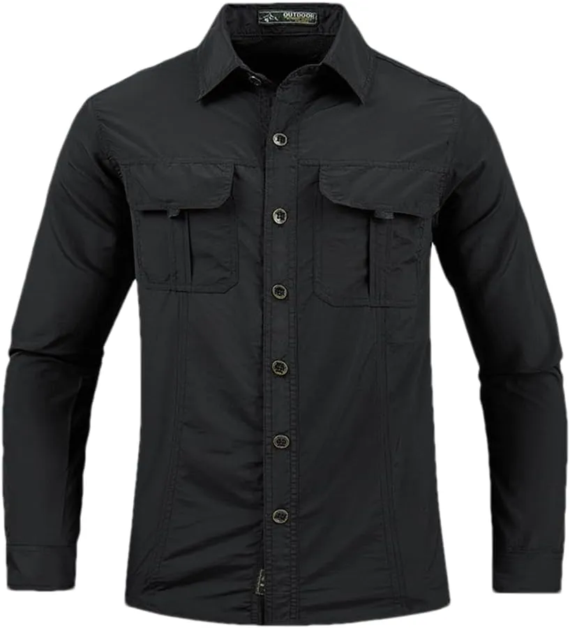 Men Tactical Military Shirts Lightweight Quick Dry Cargo Long Sleeve Combat Army Fishing Tops Shirts
