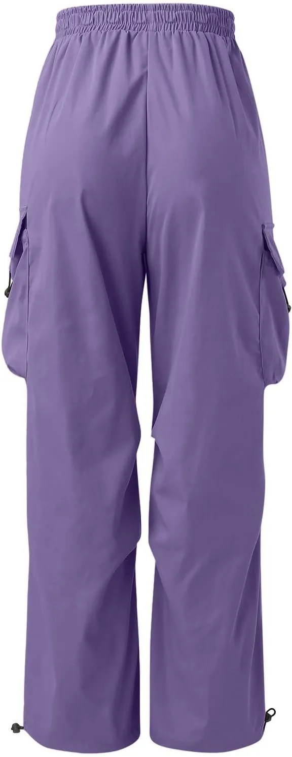 Men's Baggy Cargo Pants Drawstring Casual Y2K Parachute Pants Loose Fit Harem Joggers with Pockets