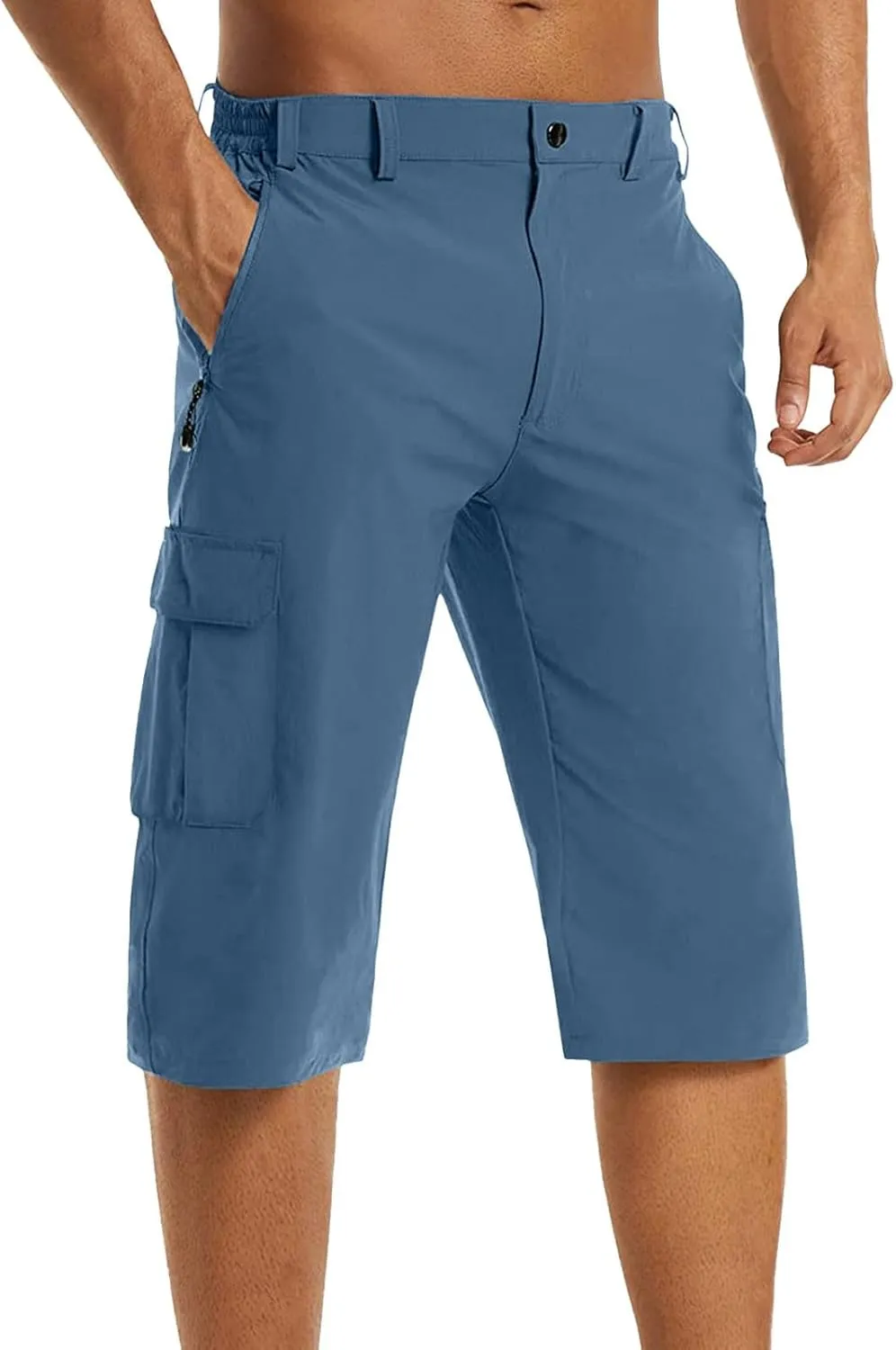 Mens Capri Cargo Pants Twill Multi Pockets Casual 3/4 Hiking Work Shorts for Men Athletic Fit Golf Tennis Tactical Pants