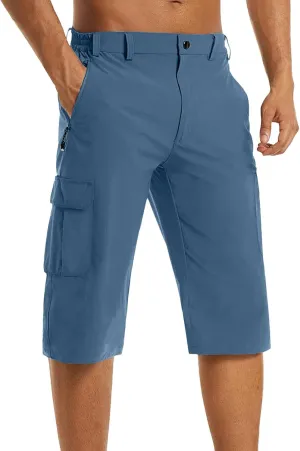 Mens Capri Cargo Pants Twill Multi Pockets Casual 3/4 Hiking Work Shorts for Men Athletic Fit Golf Tennis Tactical Pants