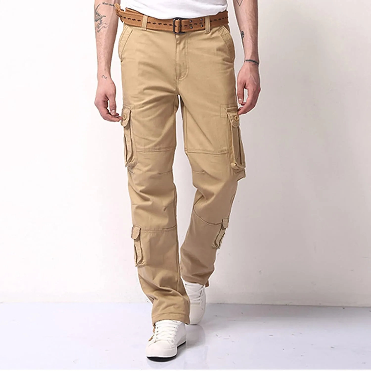 Men's Casual Cargo Pants Slim Fit Stretch Joggers Fashion Style Trousers Regular Tapered Cargo Pant with Pockets