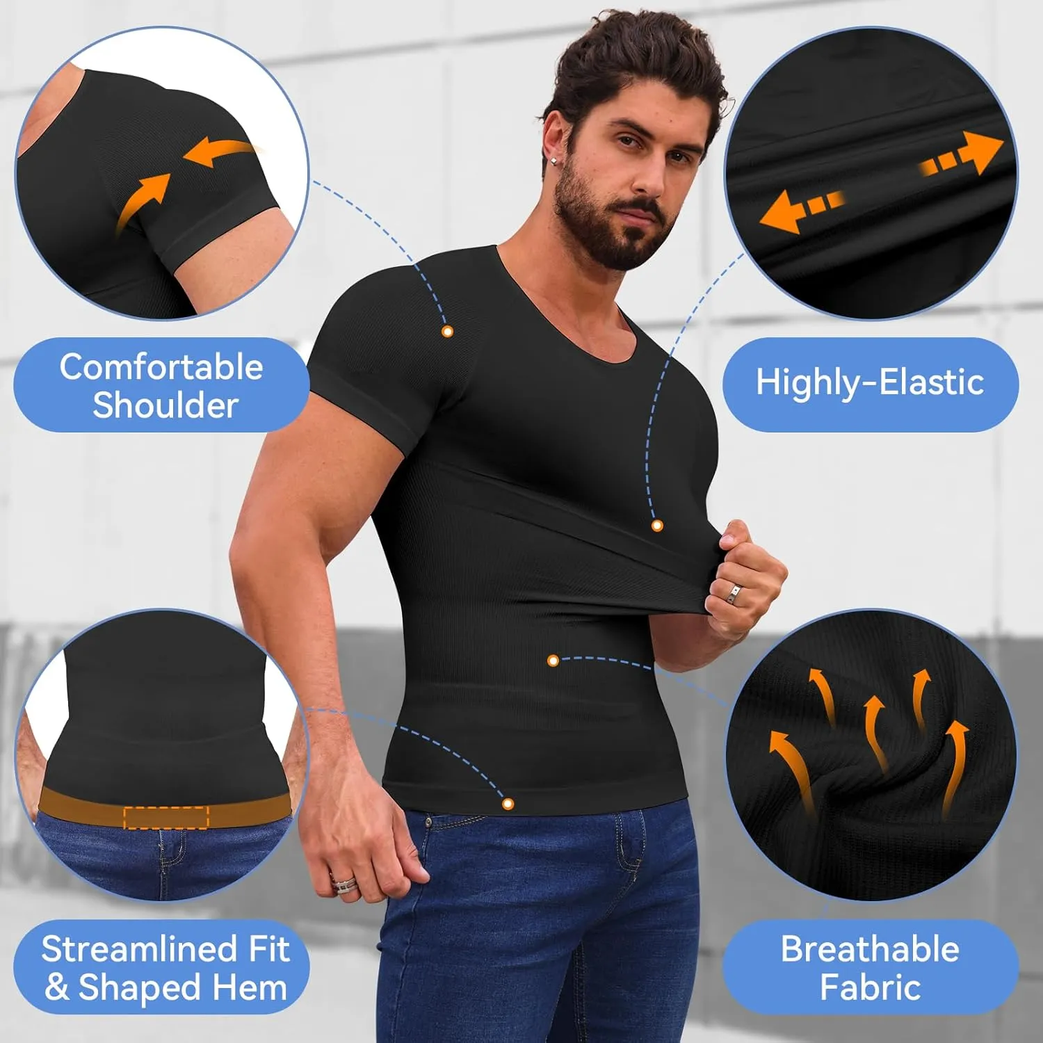 Mens Compression Shirt Body Shaper Slimming Undershirt Gynecomastia Abdomen Tummy Control Shapewear Tank Top Vest