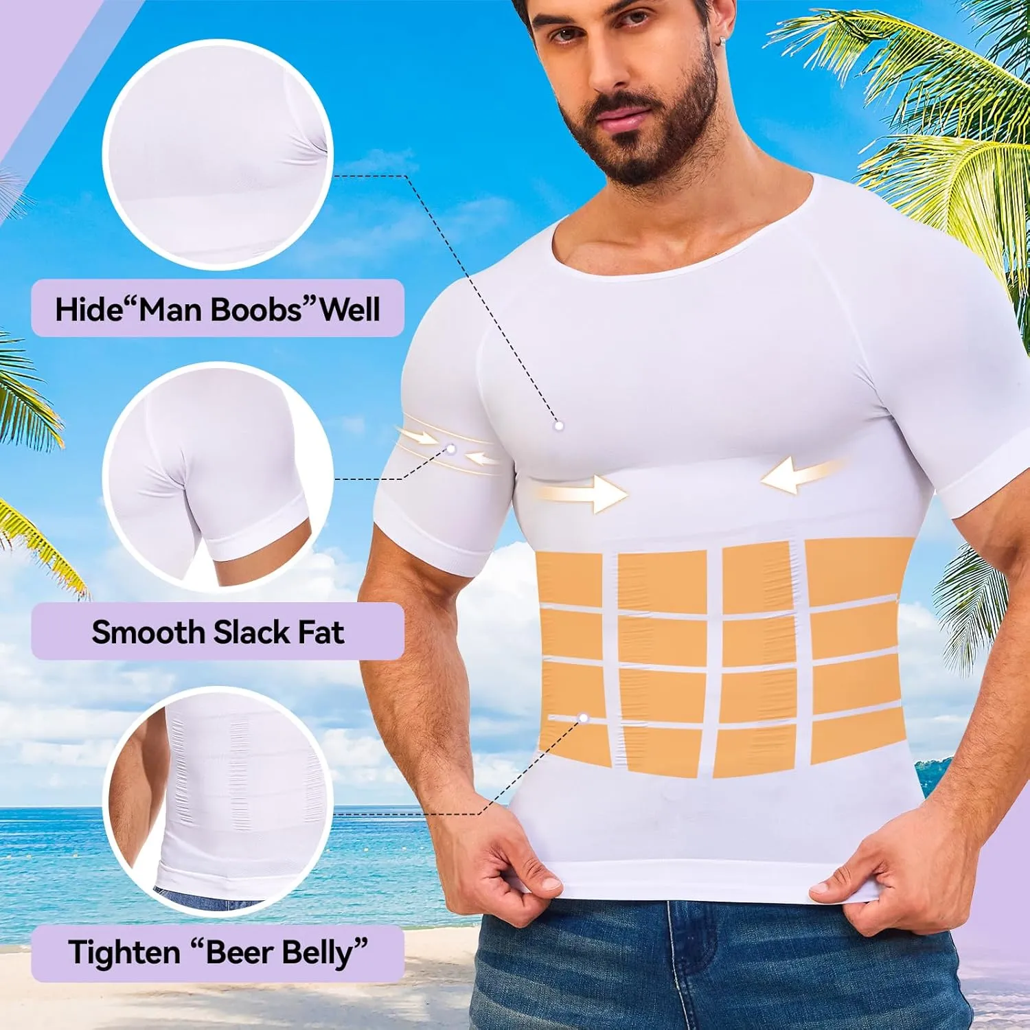 Mens Compression Shirt Body Shaper Slimming Undershirt Gynecomastia Abdomen Tummy Control Shapewear Tank Top Vest