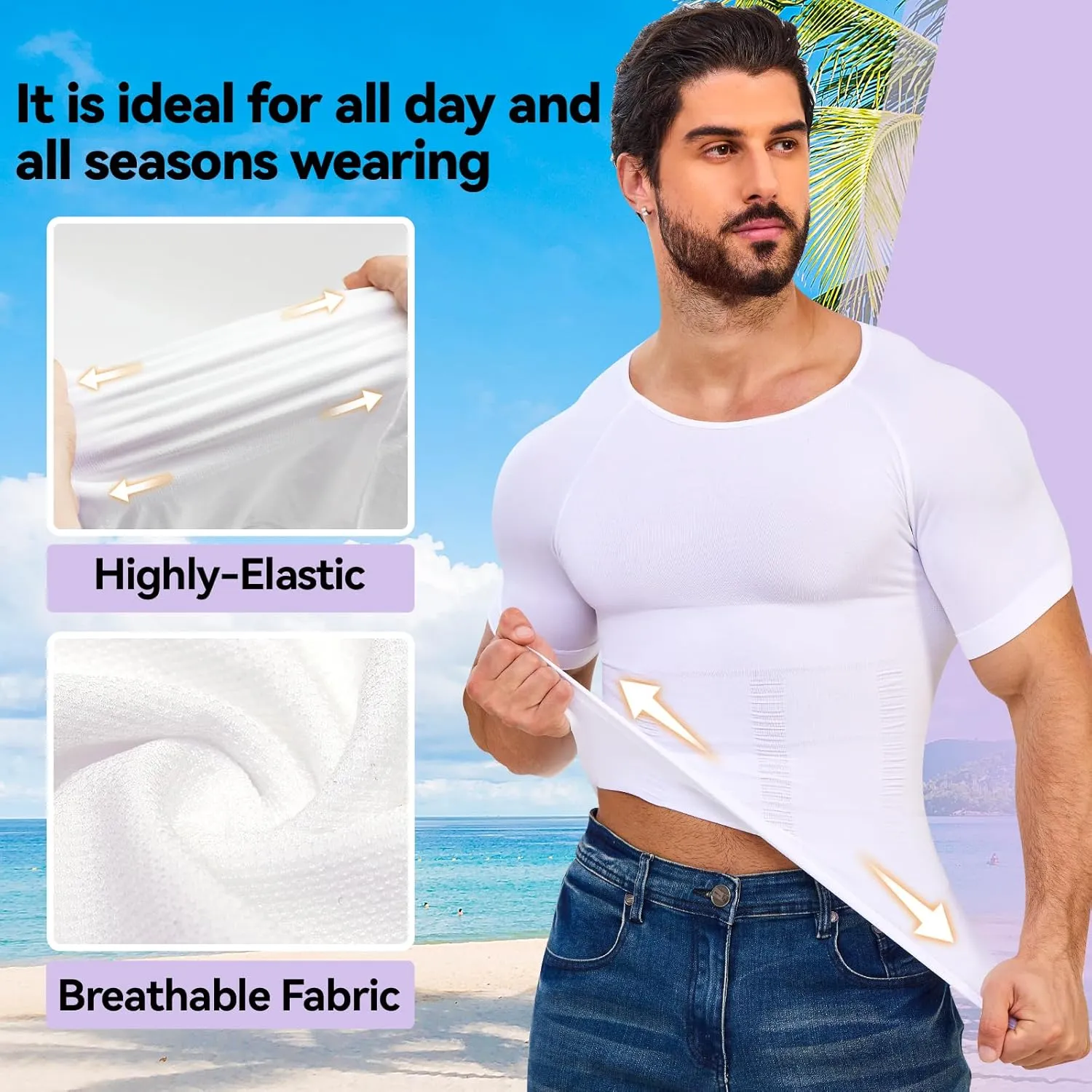 Mens Compression Shirt Body Shaper Slimming Undershirt Gynecomastia Abdomen Tummy Control Shapewear Tank Top Vest