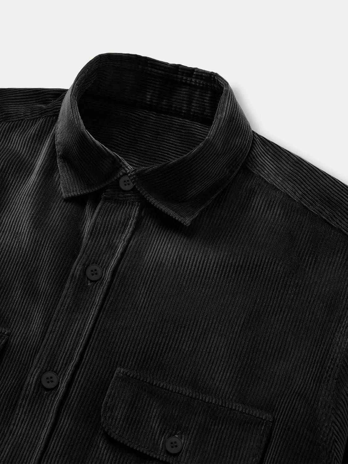 Men's Corduroy Shirt Fall Button Down Shirts Long Sleeve Jackets Casual Shacket with Flap Pockets