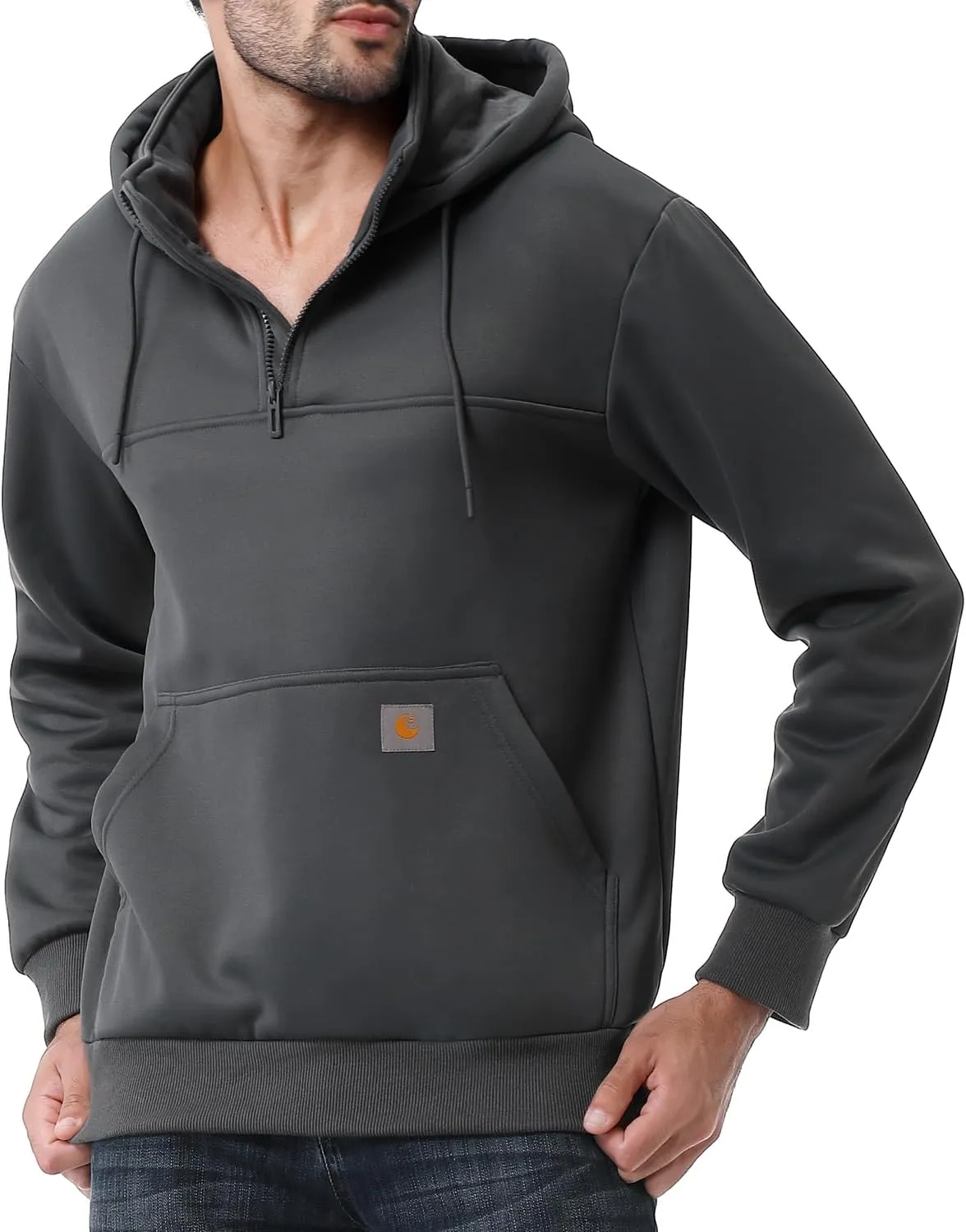 Men's Fashion Hoodies Sweatshirts Loose Fit Heavyweight Quarter-Zip Sweatshirt Fleece-Lined Pullover