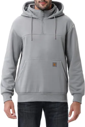 Men's Fashion Hoodies Sweatshirts Loose Fit Heavyweight Quarter-Zip Sweatshirt Fleece-Lined Pullover