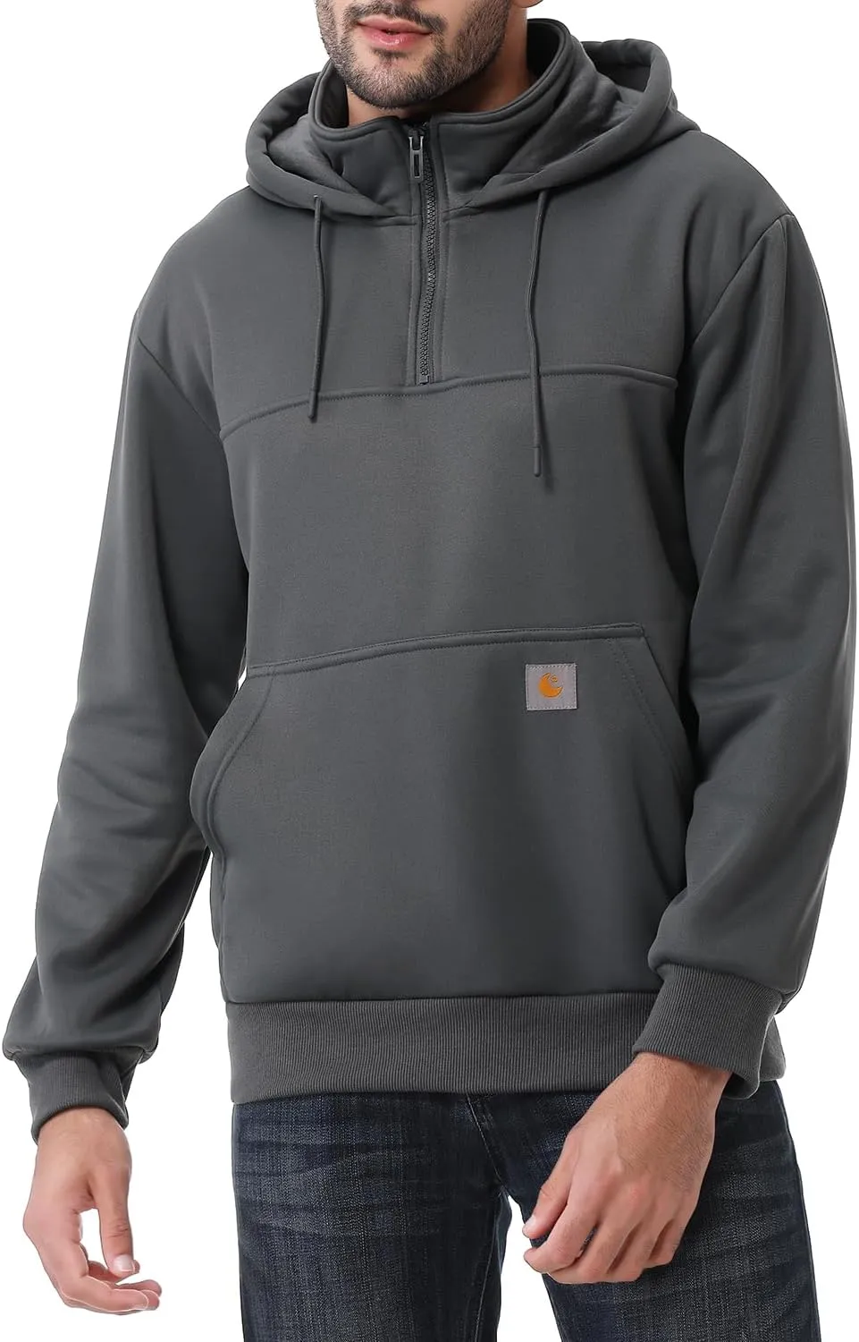 Men's Fashion Hoodies Sweatshirts Loose Fit Heavyweight Quarter-Zip Sweatshirt Fleece-Lined Pullover