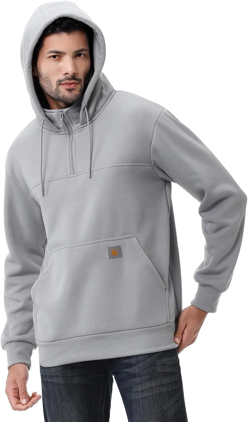 Men's Fashion Hoodies Sweatshirts Loose Fit Heavyweight Quarter-Zip Sweatshirt Fleece-Lined Pullover