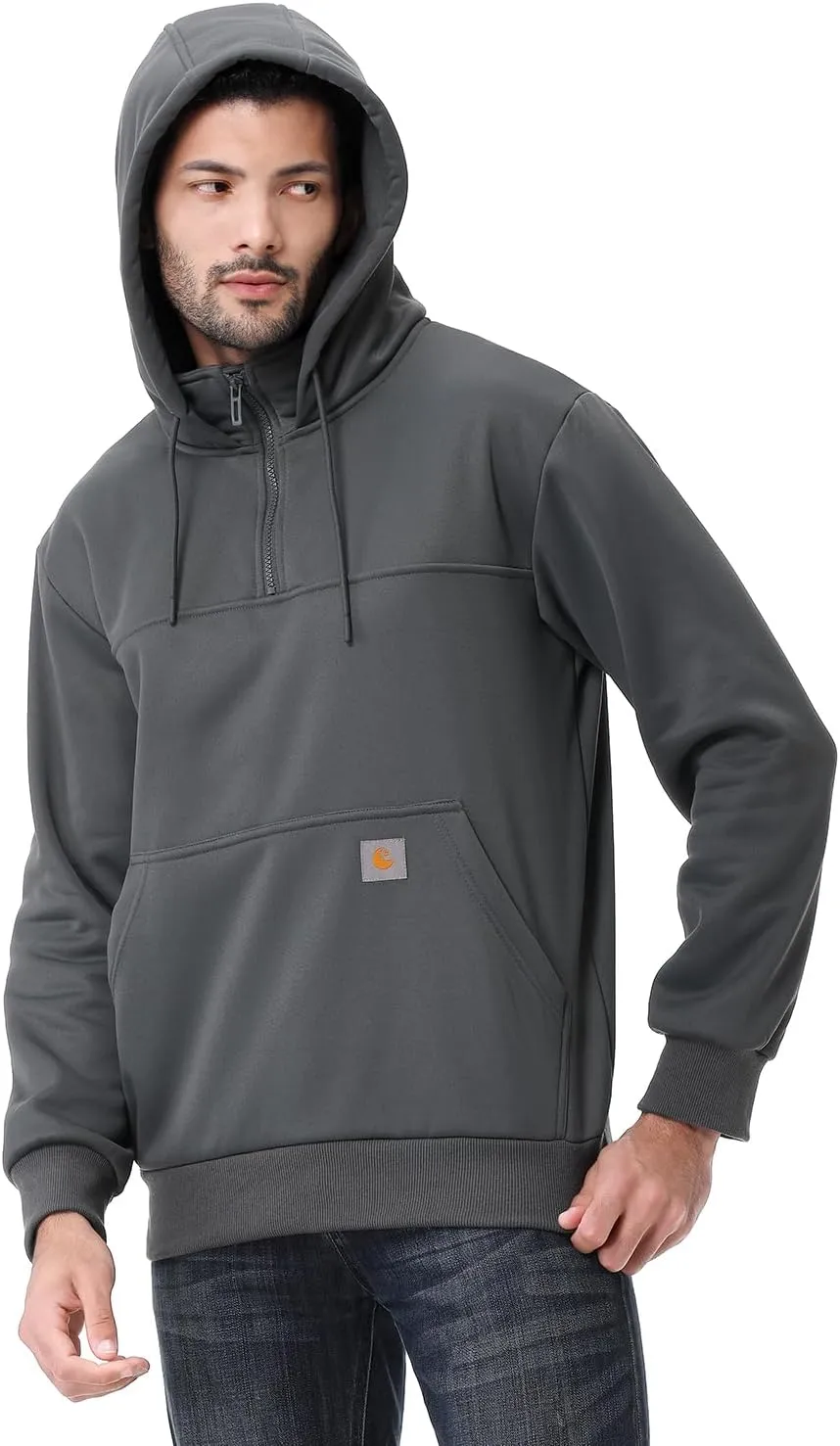 Men's Fashion Hoodies Sweatshirts Loose Fit Heavyweight Quarter-Zip Sweatshirt Fleece-Lined Pullover