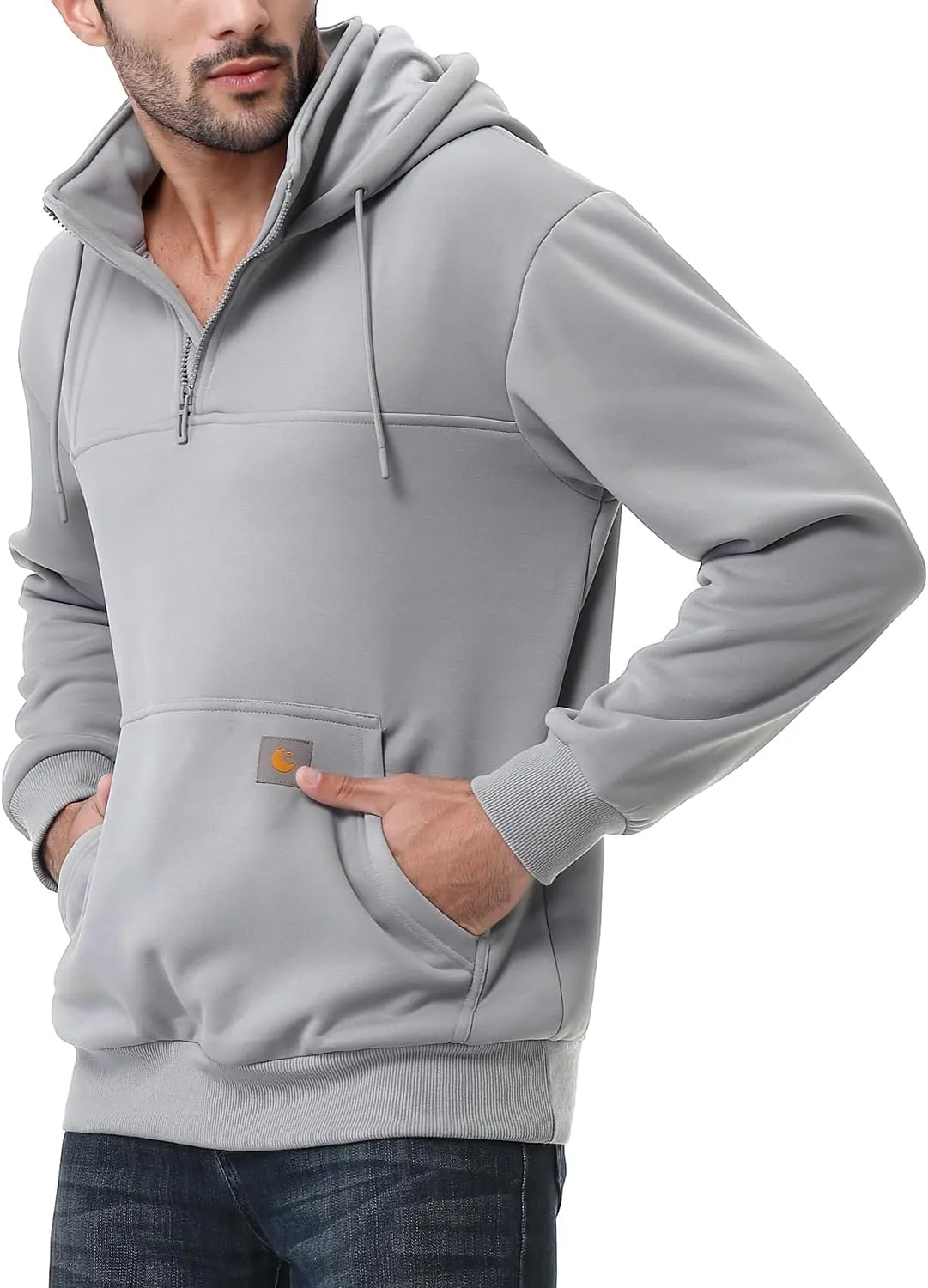 Men's Fashion Hoodies Sweatshirts Loose Fit Heavyweight Quarter-Zip Sweatshirt Fleece-Lined Pullover