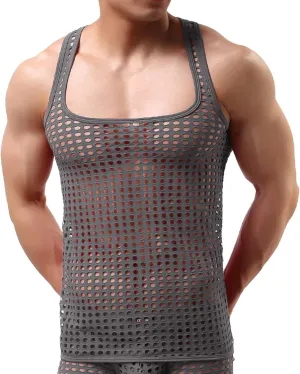 Men's Summer Fashion Tank Tops Sleeveless Compression Shirt Square Cut Muscle A-Shirts