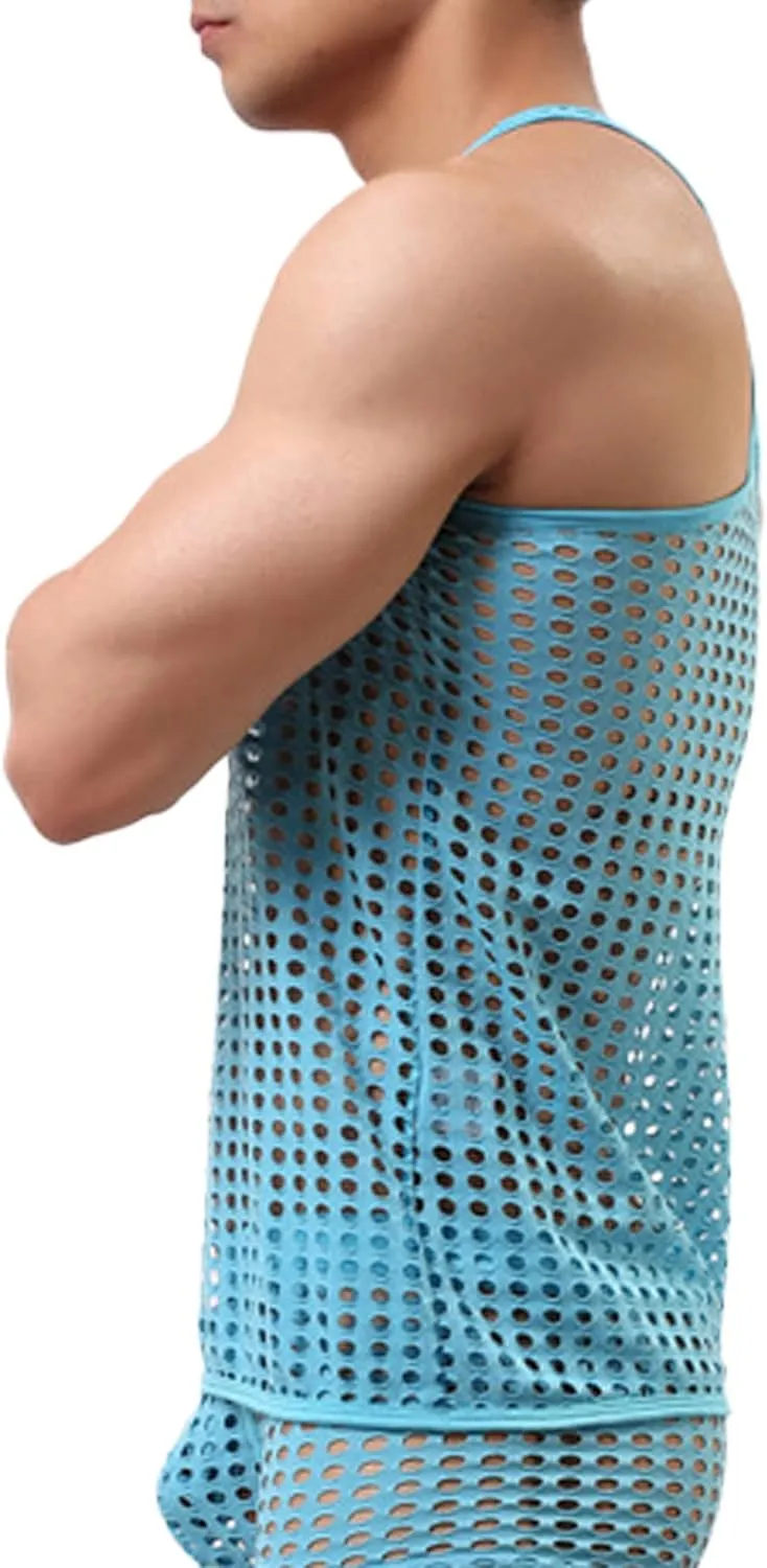 Men's Summer Fashion Tank Tops Sleeveless Compression Shirt Square Cut Muscle A-Shirts