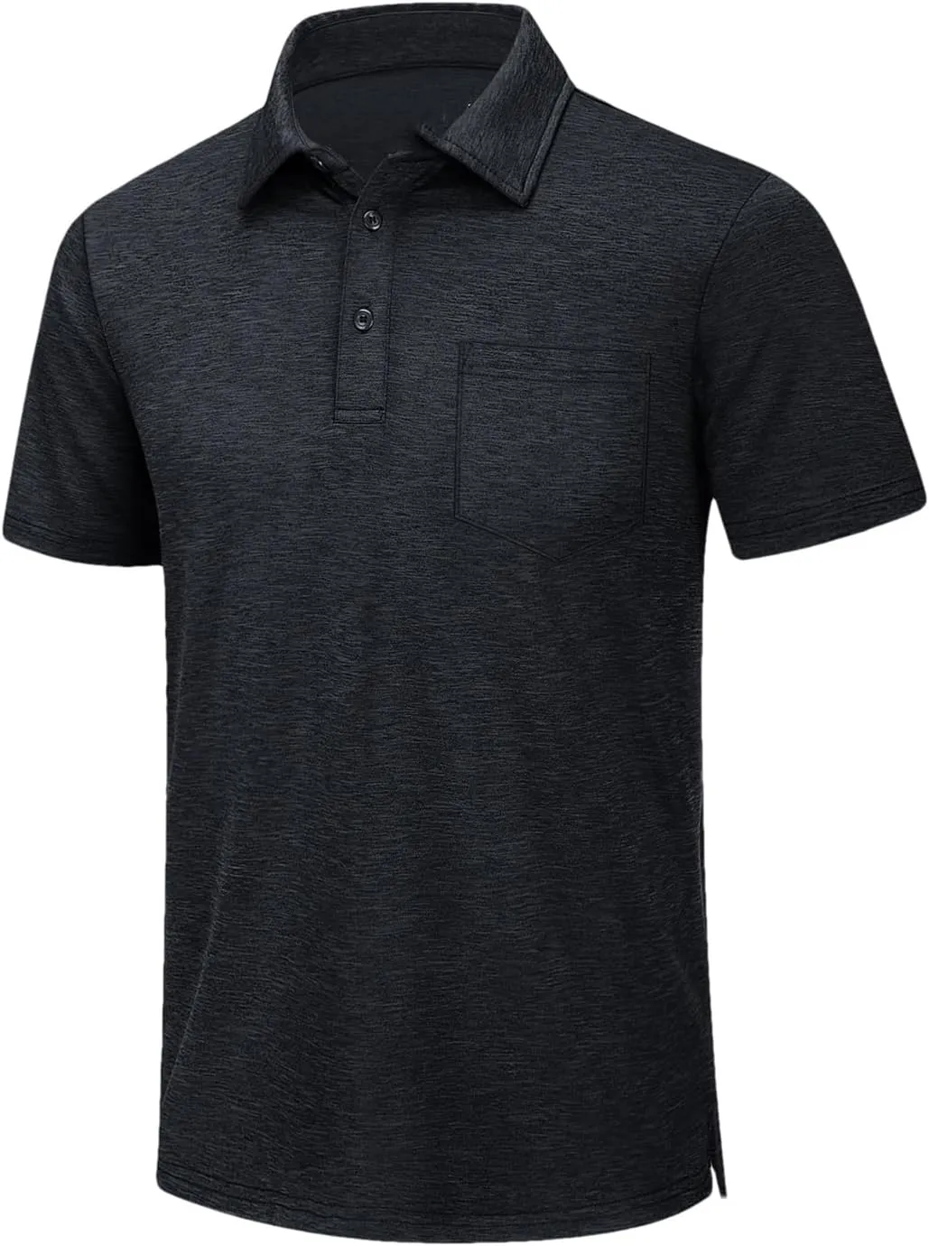 Mens Summer Quick Dry Lightweight Polo T-Shirts Golf Short Sleeve Shirts Sports Tops Black