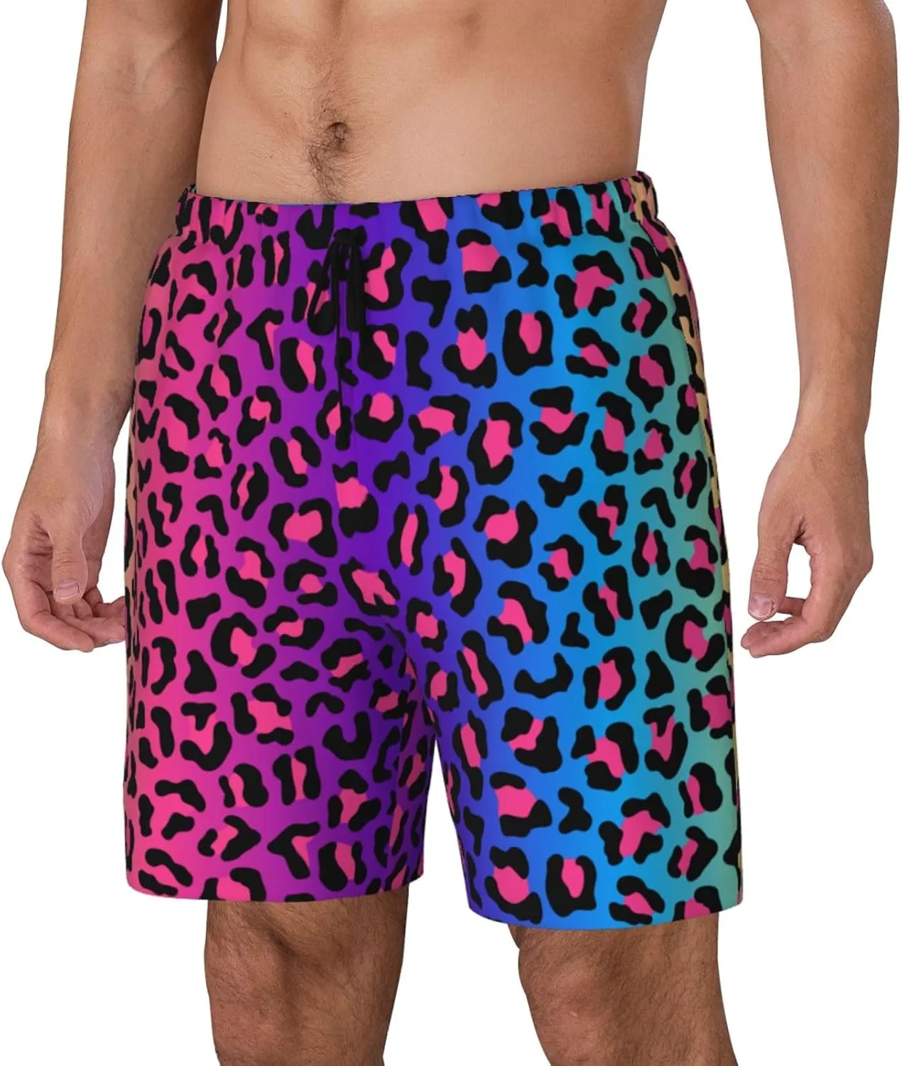 Mens Swim Trunks with Compression Liner Quick Dry Bathing Suit Stretch Swimwear Music Notes Board Shorts Beach Shorts