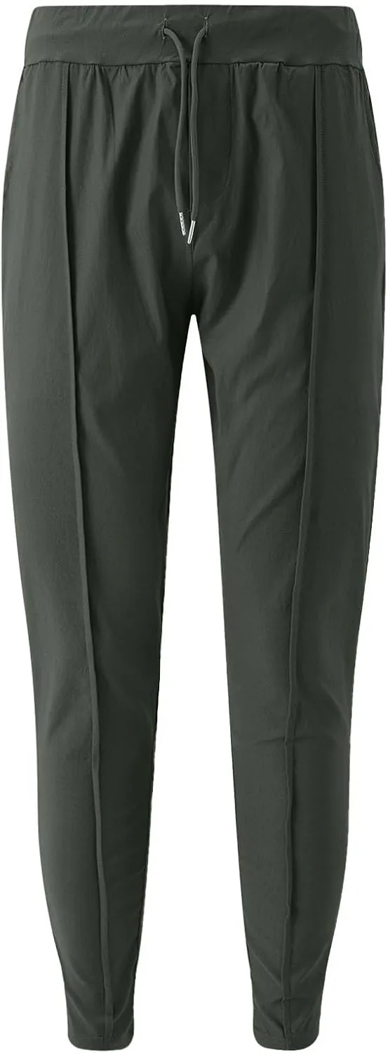 Men's Twill Jogger Pants Elastic Waist Drawstring Chino Pants Slim Fit Casual Dress Trousers with Pockets