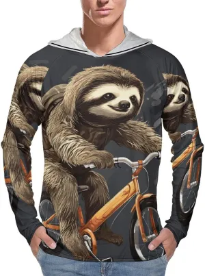 Men's UPF 50  Sun Protection Hoodie Outdoor UV Shirts Cycling Sloth Long Sleeve Quick Dry Fishing Hiking Shirt