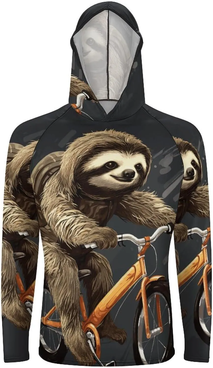 Men's UPF 50  Sun Protection Hoodie Outdoor UV Shirts Cycling Sloth Long Sleeve Quick Dry Fishing Hiking Shirt