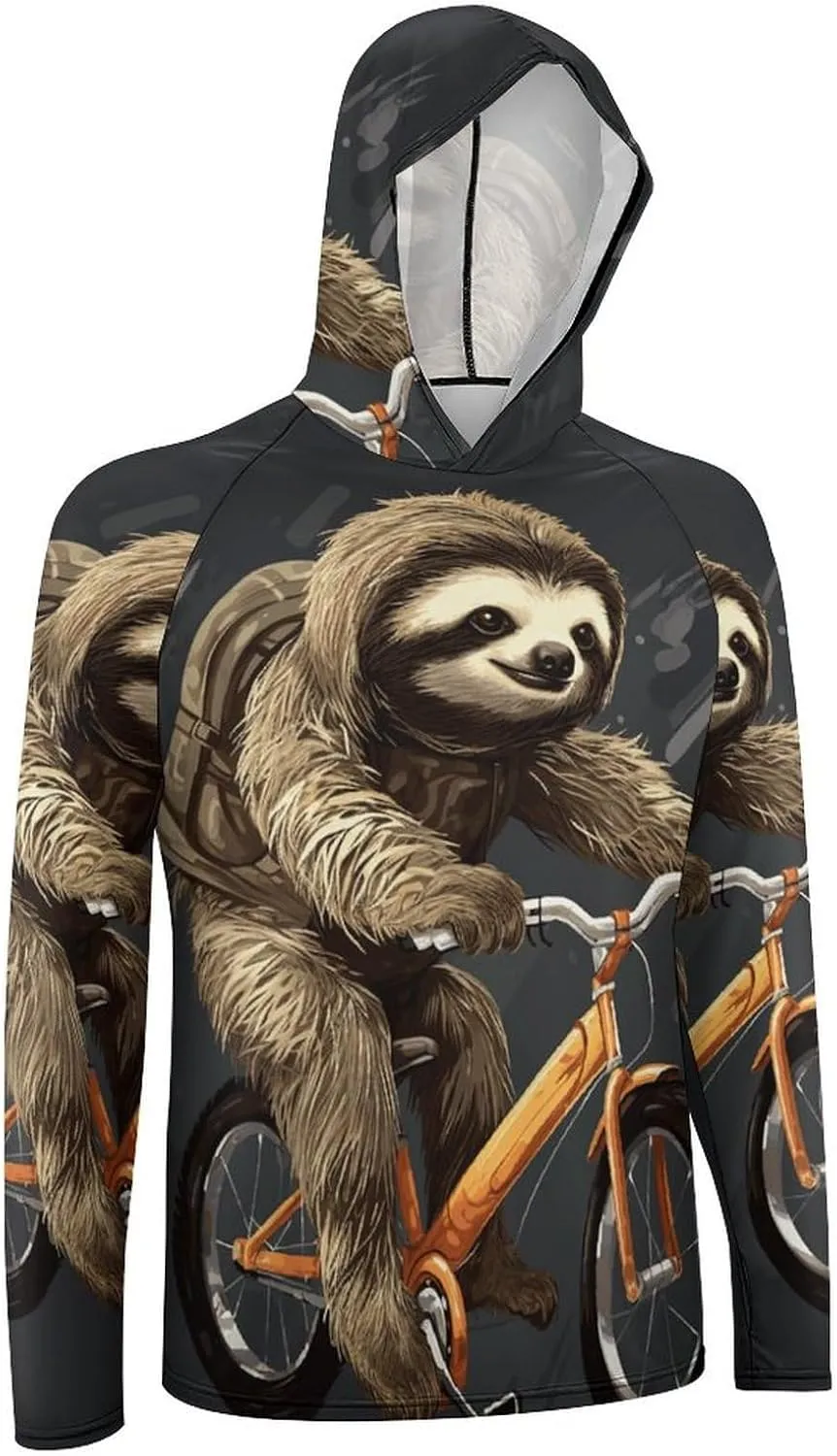 Men's UPF 50  Sun Protection Hoodie Outdoor UV Shirts Cycling Sloth Long Sleeve Quick Dry Fishing Hiking Shirt