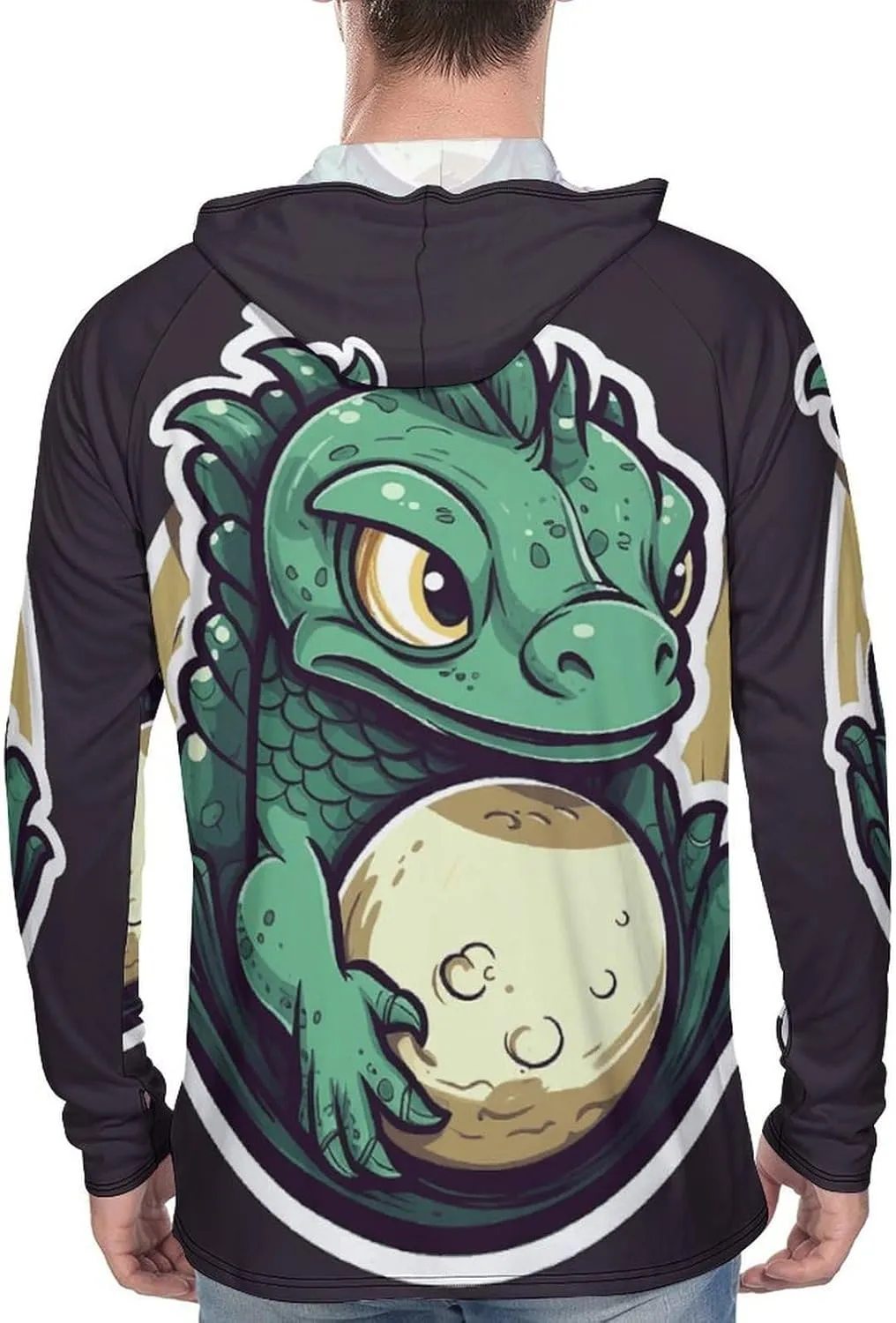 Men's UPF 50  Sun Protection Hoodie Outdoor UV Shirts Little Green Dragon's Egg Long Sleeve Quick Dry Fishing Hiking Shirt