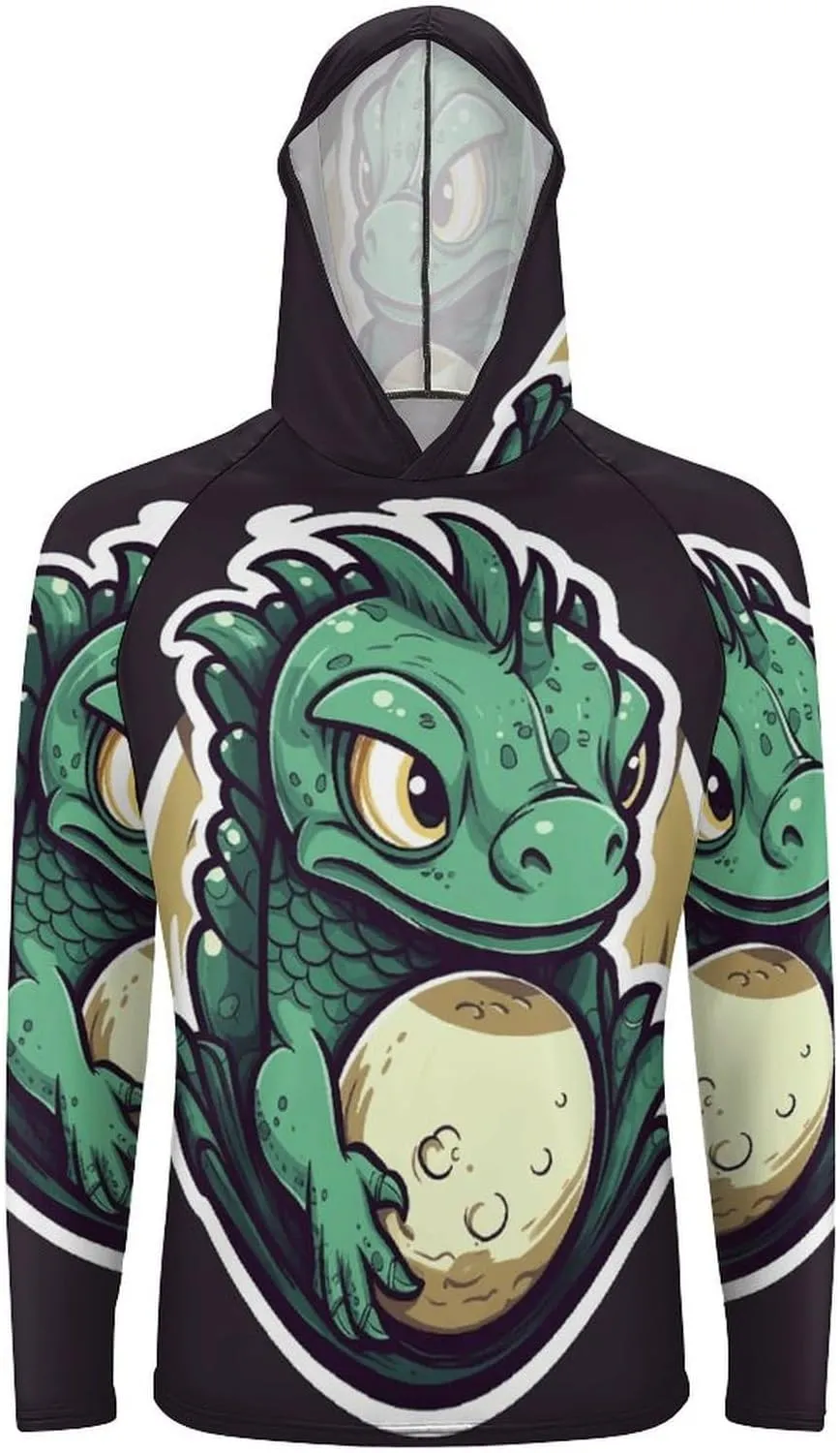 Men's UPF 50  Sun Protection Hoodie Outdoor UV Shirts Little Green Dragon's Egg Long Sleeve Quick Dry Fishing Hiking Shirt
