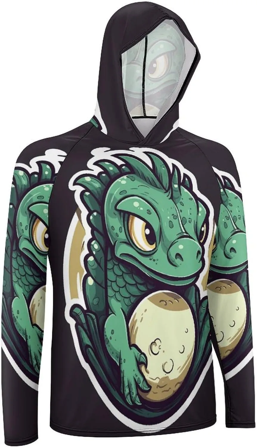 Men's UPF 50  Sun Protection Hoodie Outdoor UV Shirts Little Green Dragon's Egg Long Sleeve Quick Dry Fishing Hiking Shirt